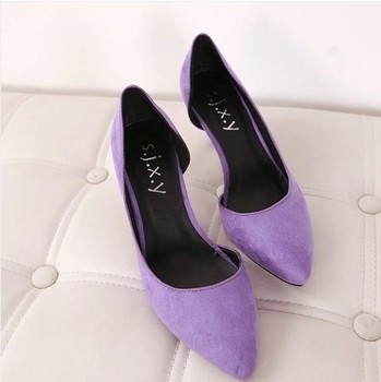 欧美黑色紫色尖头高跟鞋细跟性感韩国公主女鞋