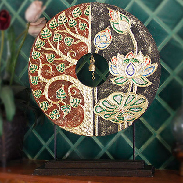 热销旅游商品 泰国进口 手工艺彩绘荷花菩提摆