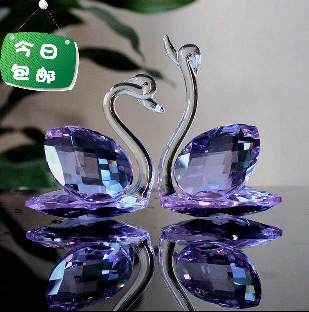 水晶工艺品摆件 超闪精品紫色莲花 结婚礼物 生日礼品