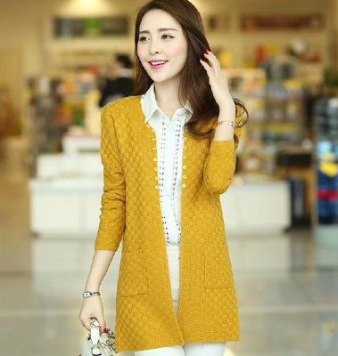 秋装新款女装中长款外搭<em>开衫薄外套女针织衫</em>大