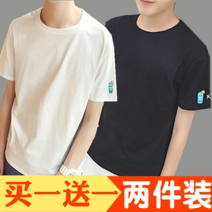 宽松短袖t恤男夏季圆领衣服日系青少年学生9.9元九块九十元内上衣