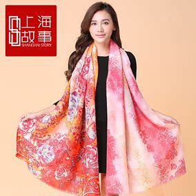 正品[上海故事羊毛围巾]上海故事纯羊毛围巾评