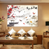 饰画静音挂钟配电箱客厅餐厅挂画 家和万事兴 水晶膜单联无框装