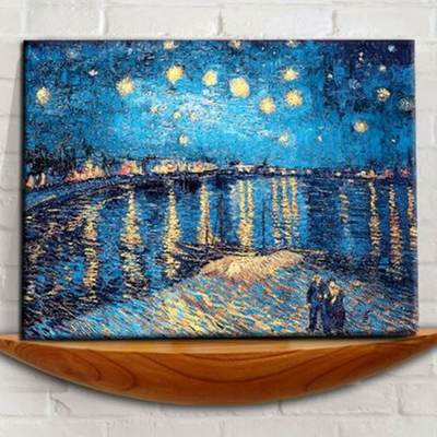 梵高《罗纳尔河畔的夜空》客厅高档装饰画无框油画帆布画