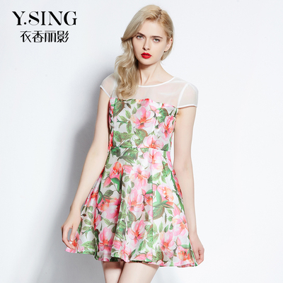 [2015爆款]霍思燕明星同款夏装复古文艺绣花连