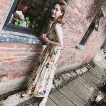 波西米亚长裙沙滩裙连衣裙夏人棉海边渡假裙绵绸裙棉绸碎花背心裙