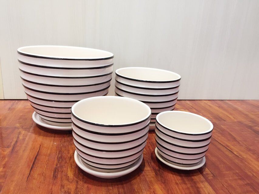 新款陶瓷花盆圆形花盆大嘴猴图案多肉花盆 盆