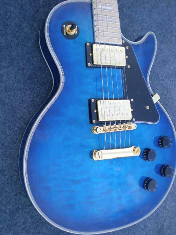 gibson custom 吉普森 透明蓝色大花 电吉他