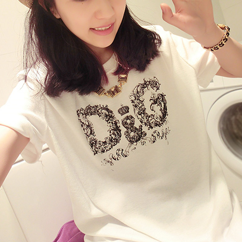 2015夏装新款大码女装短袖女T恤潮韩版显瘦白色半袖体恤短袖女