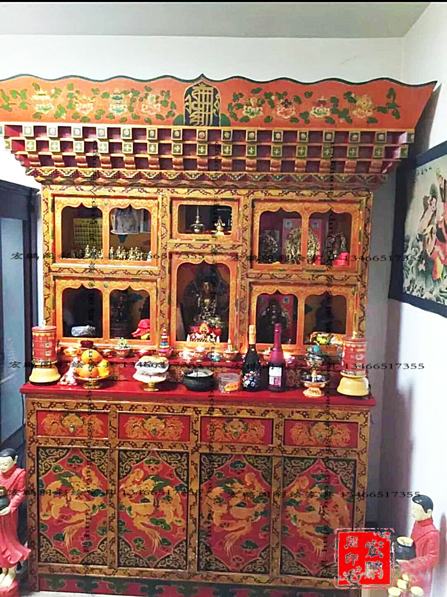 佛柜佛龛佛屋供桌佛台西藏藏式家具佛堂供桌装饰供具柜定制实木旧