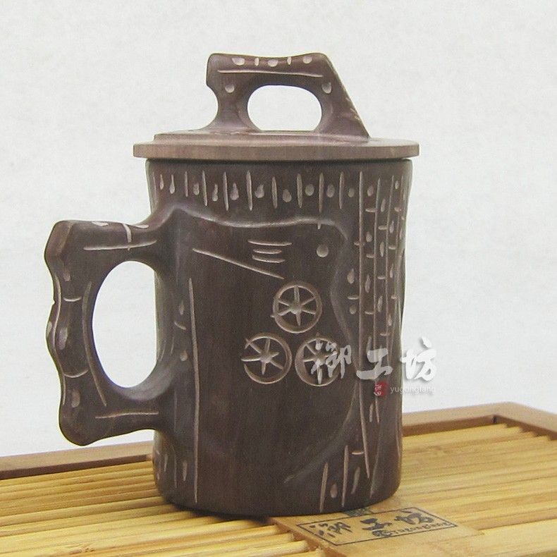 木鱼石杯子包邮木鱼石无蜡茶杯木鱼石松涛杯
