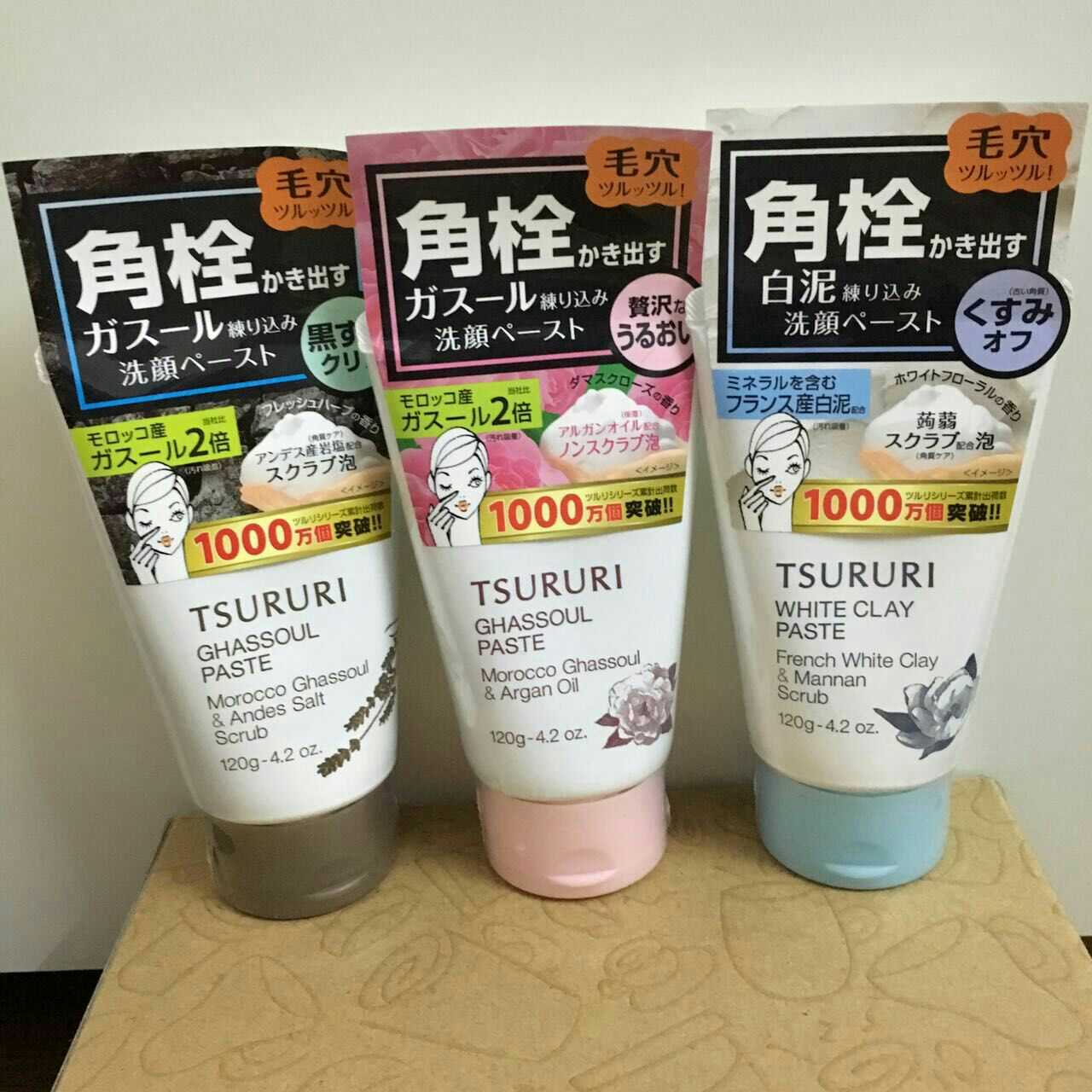 日本本土原装tsururi玫瑰 矿物盐 白泥去角质去黑头洁面乳洗面奶