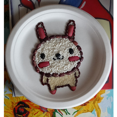 [限时抢购] 幼儿园手工课材料包五谷杂粮diy制作黏贴豆子画新颖小白兔