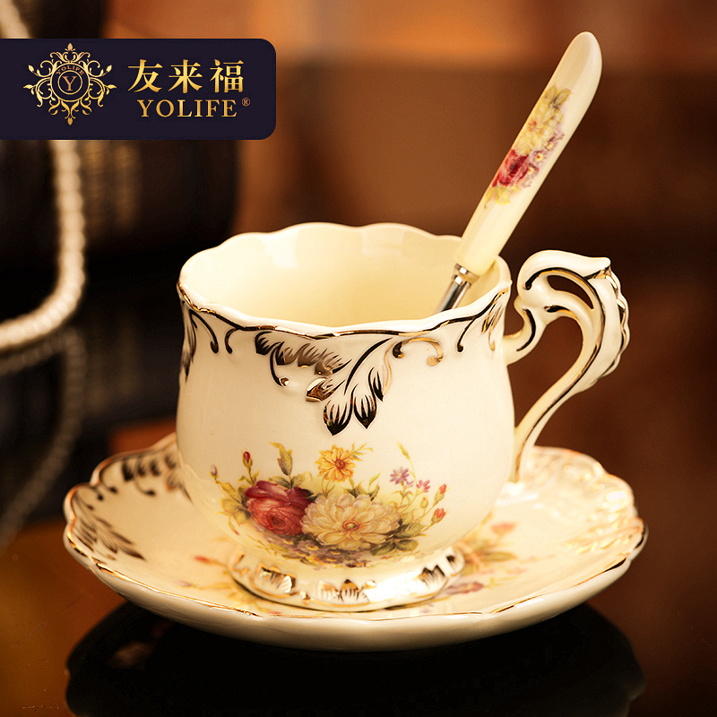 友来福 欧式咖啡杯套装红茶创意骨瓷陶瓷英式咖啡杯碟下午茶茶具