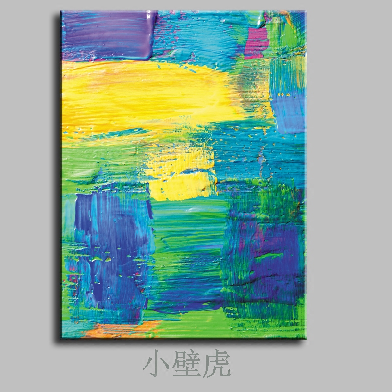 清新梦幻蓝色黄色抽象色块色斑抽象油画 客厅卧室背景