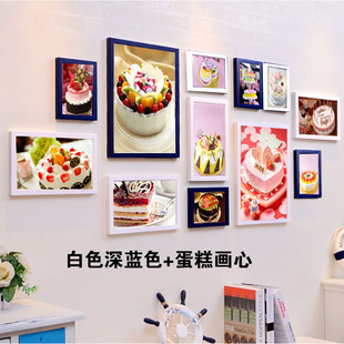 生日蛋糕店装饰画面包店糕点房壁画西式甜品店挂画欧式组合相框画