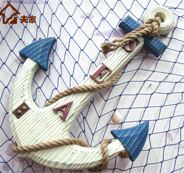 淘宝网地中海风格带粗麻绳英文字母彩色木船锚