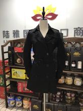 【现货】Burberry巴宝莉黑色肯辛顿中长款5扣双排扣风衣女款新款