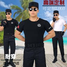 男纯棉上衣安保小区物业保安作训工作服 T恤衫 夏季保安服短袖 新款