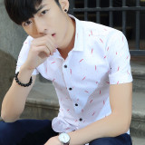 夏季商务休闲短袖衬衫男士韩版寸衫修身正装帅气衣服青少年白衬衣