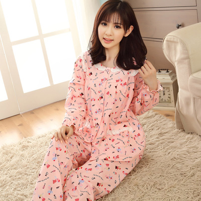 [2015爆款]<em>夏季女装睡衣</em>纯棉短袖圆领<em>开衫</em>家居