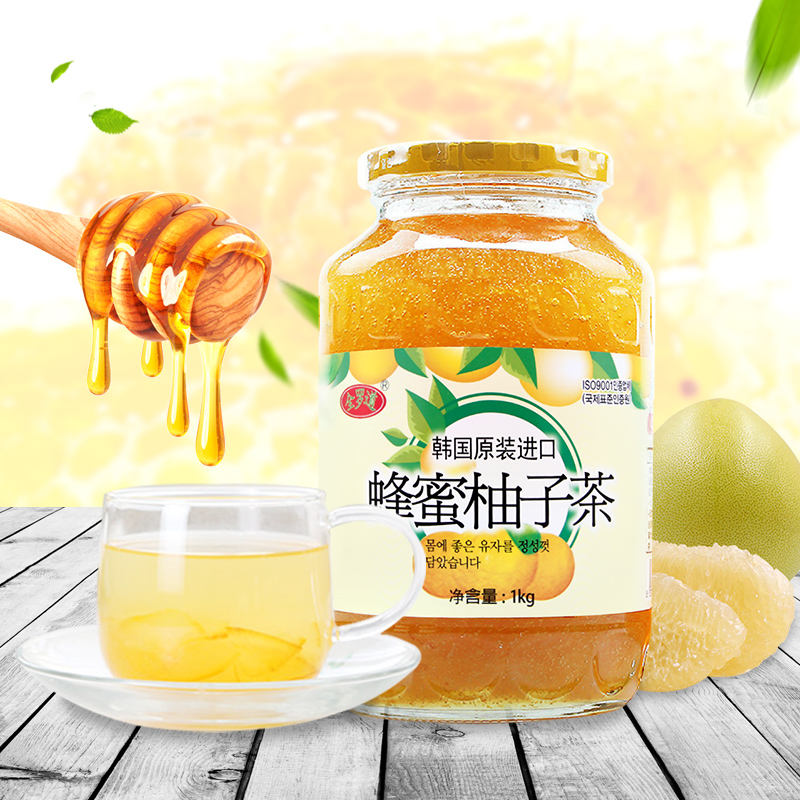 韩国全罗道蜂蜜柚子茶1kg韩国进口零食品果味冲饮茶