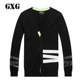 GXG男装 韩版时尚黑色长袖V领开衫针织衫男#61230303