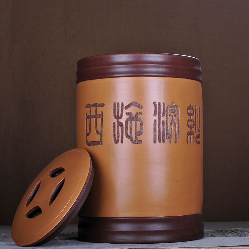 茗露 宜兴紫砂茶叶罐 27饼普洱茶罐 茶缸 茶饼罐 茶叶桶 美女罐