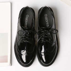 加绒布洛克厚底小皮鞋