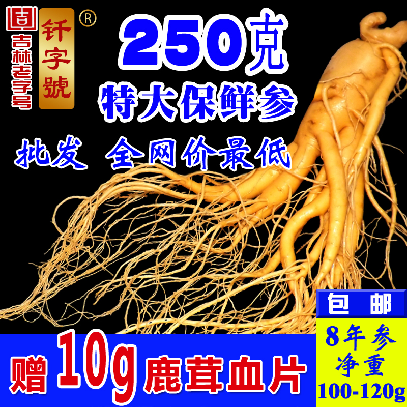新鲜人参保鲜人参保鲜参长白山特大泡酒参鲜人参白参3送1颗包邮