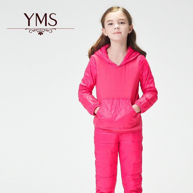 熠美思2014秋冬新款韩版童装长袖加绒儿童两件套女童运动卫衣套装