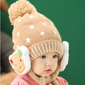 品[宝宝帽子护耳小熊绒]珊瑚绒小熊帽子织法评
