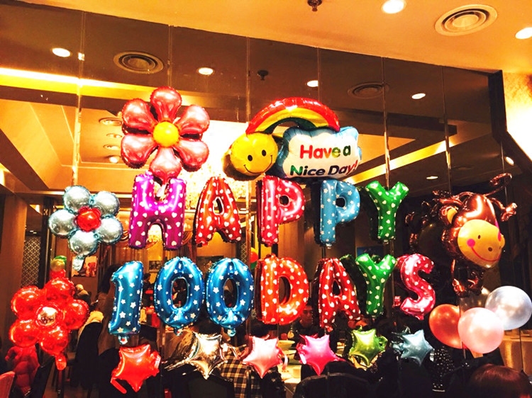 婴儿百日宴气球布置套餐字母happy100days宝宝100天气球装饰diy