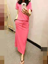 拖地裙连衣裙 短袖 天天特价 欧美气质棉显瘦休闲长裙
