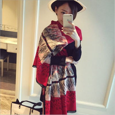 [2015爆款]跑男杨颖baby同款纯色羊绒围巾 时