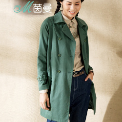 <em>茵曼</em>2015新款春装<em>女风衣外套</em>复古棉长款女式