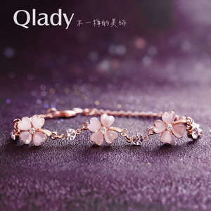 水晶情侣四叶草手链