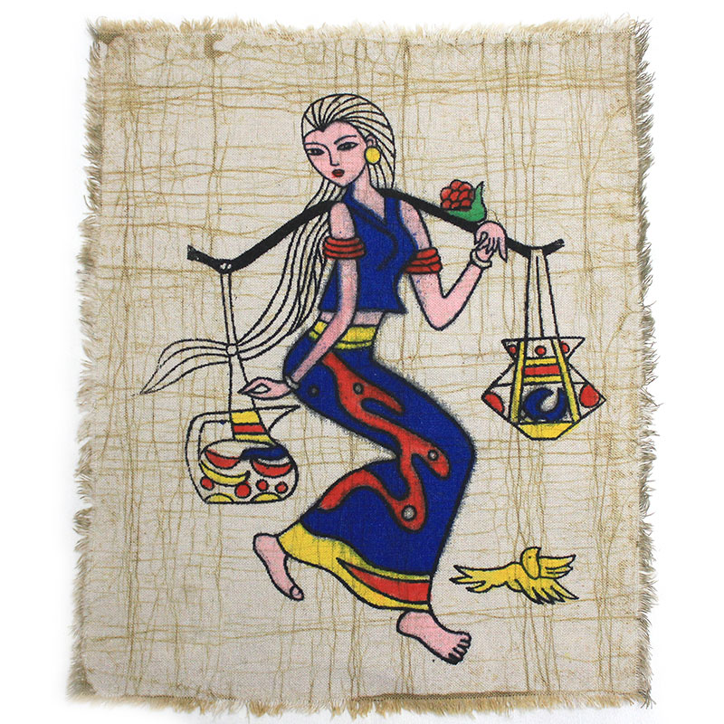 纯棉壁画中号蜡染布壁挂餐厅酒吧装饰艺术挂画云南民族工艺品豹女