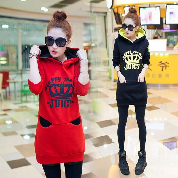 连帽套头长袖 2015秋冬装 外套女卫衣 打底裙