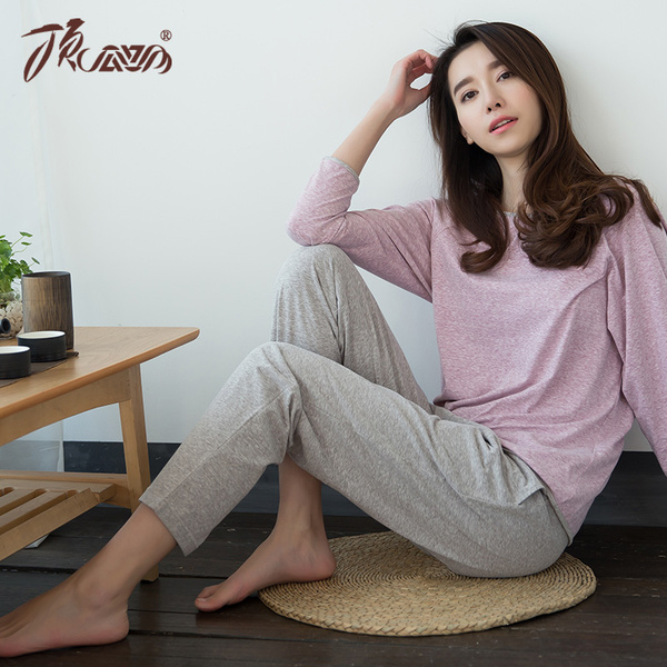 正品男<em>睡衣</em> <em>睡衣女春秋薄款</em> 睡衣套装 新款 圆领