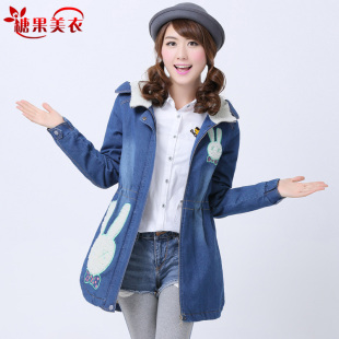 糖果美衣冬装棉衣女牛仔<em>外套</em> <em>少女</em>冬装<em>2015新</em>