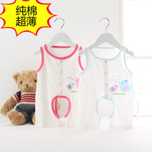 连体衣背心薄款 纯棉新生儿衣服夏季开档哈衣婴儿空调爬服 宝宝无袖