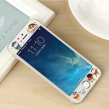 iPhone SE钢化彩膜苹果5S手机膜卡通浮雕膜5C防爆玻璃膜5代 松羚
