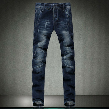 欧洲站男士牛仔裤 2014秋修身<em>马裤</em> 复古奢华个