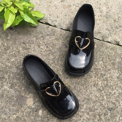 学院风冬季黑色加绒小皮鞋女英伦平跟原宿学生