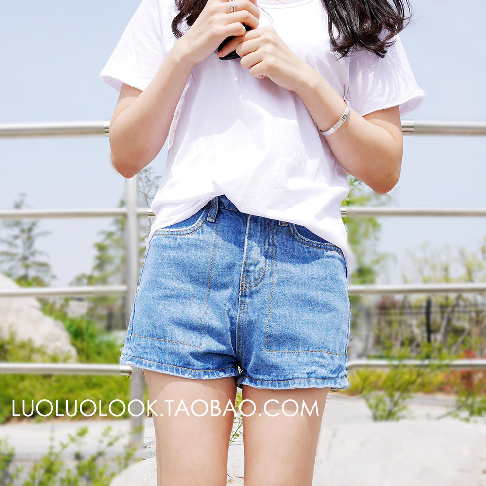 淘宝网<em>2015年</em>夏<em>新款女牛仔短裤</em>纯色 女装薄牛