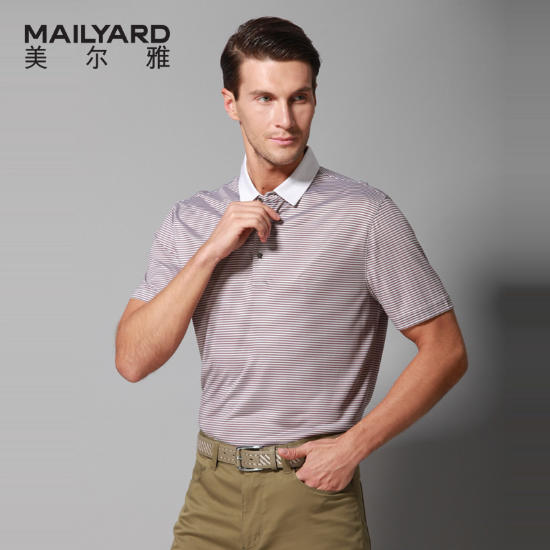 美尔雅短袖T恤男 高级桑蚕丝商务休闲男士T恤