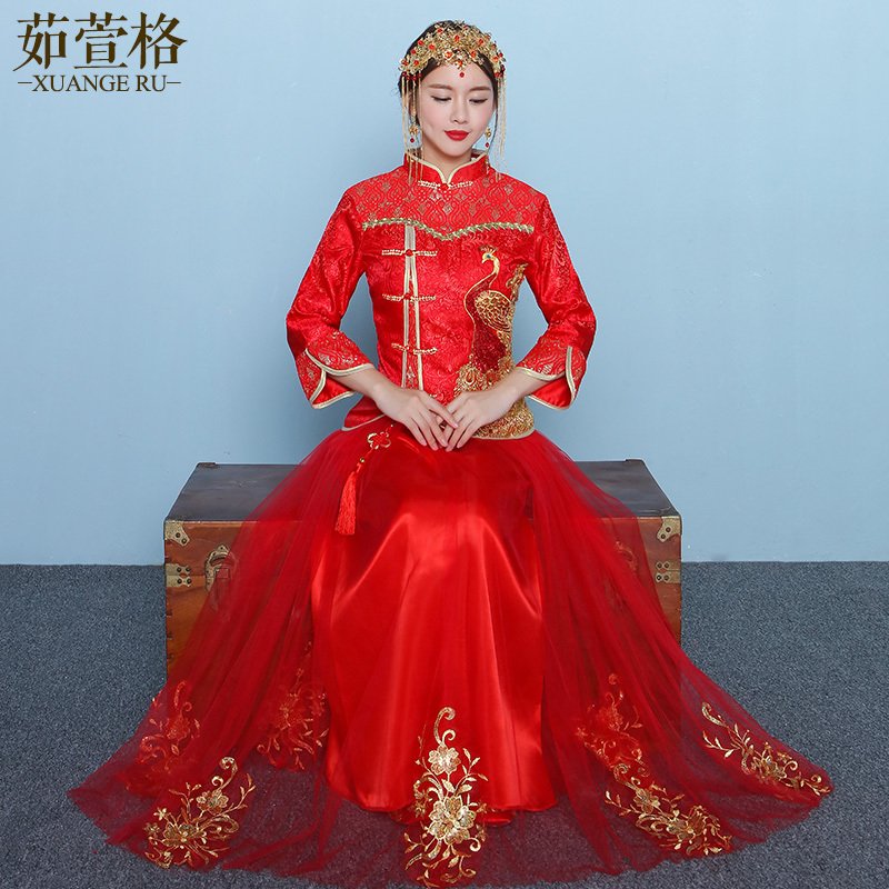 正品[旗袍 现场图片]织锦缎旗袍美女图片评测 捆