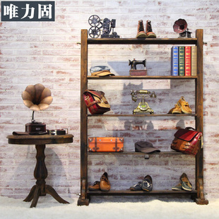 仿古做旧服装店展示柜欧式货架鞋子包中岛柜复古实木