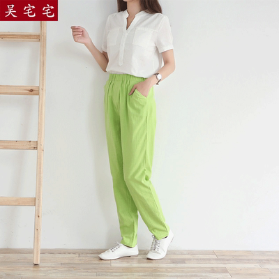 [2015爆款]2015新款韩版棉麻裤子女夏潮九分裤